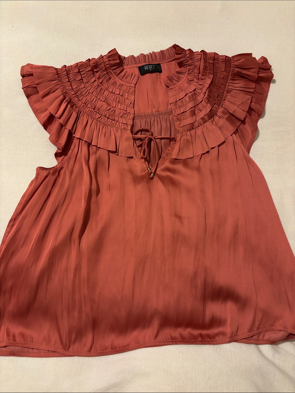 Reset Women's Ruffled Sleeveless Blouse - Terracotta